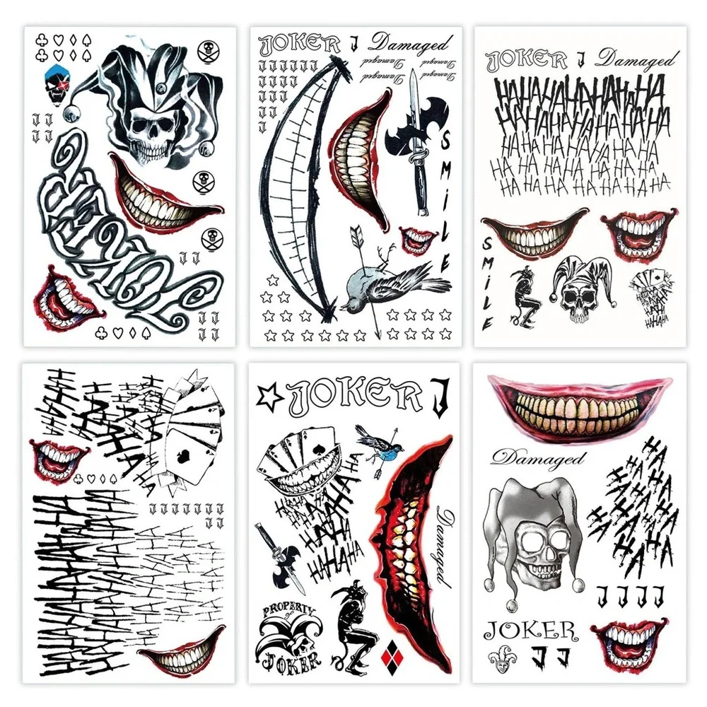 Joker Themed Temporary Tattoo Set